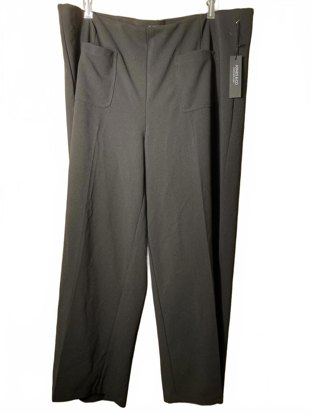 Jones & Co Black Dress Pants Women's Size 3X Black Wide Leg Career Plus Size New - Picture 1 of 6